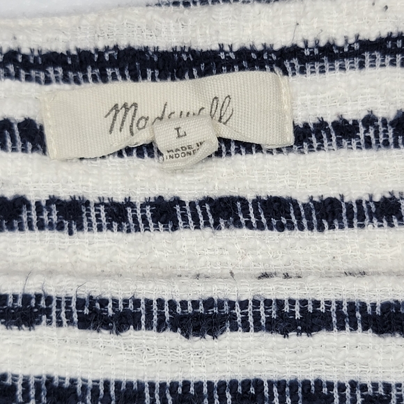 Madewell Navy & Cream Striped Butterfly Top, EUC, size Large - Picture 4 of 7